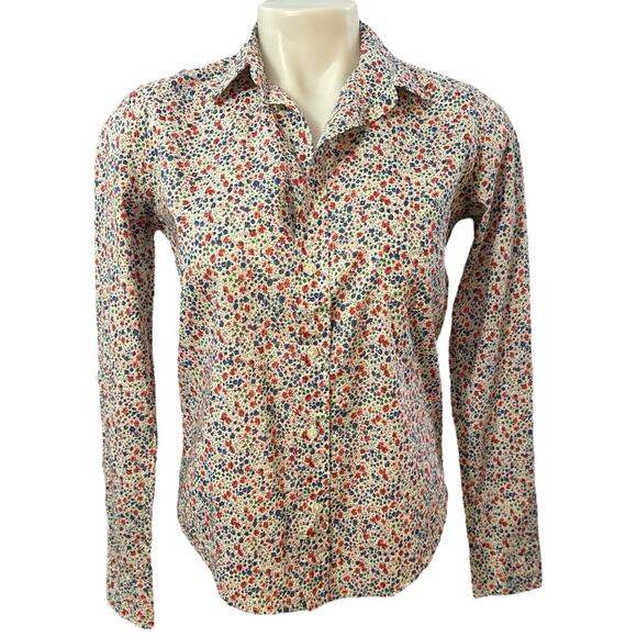 Frank & Eileen Floral Barry 100% Cotton Button Up Blouse Top Size XS - Picture 1 of 7